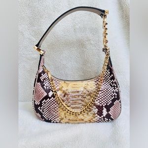 Michael kors Piper Small Two-Tone Snake Embossed Leather Shoulder Bag